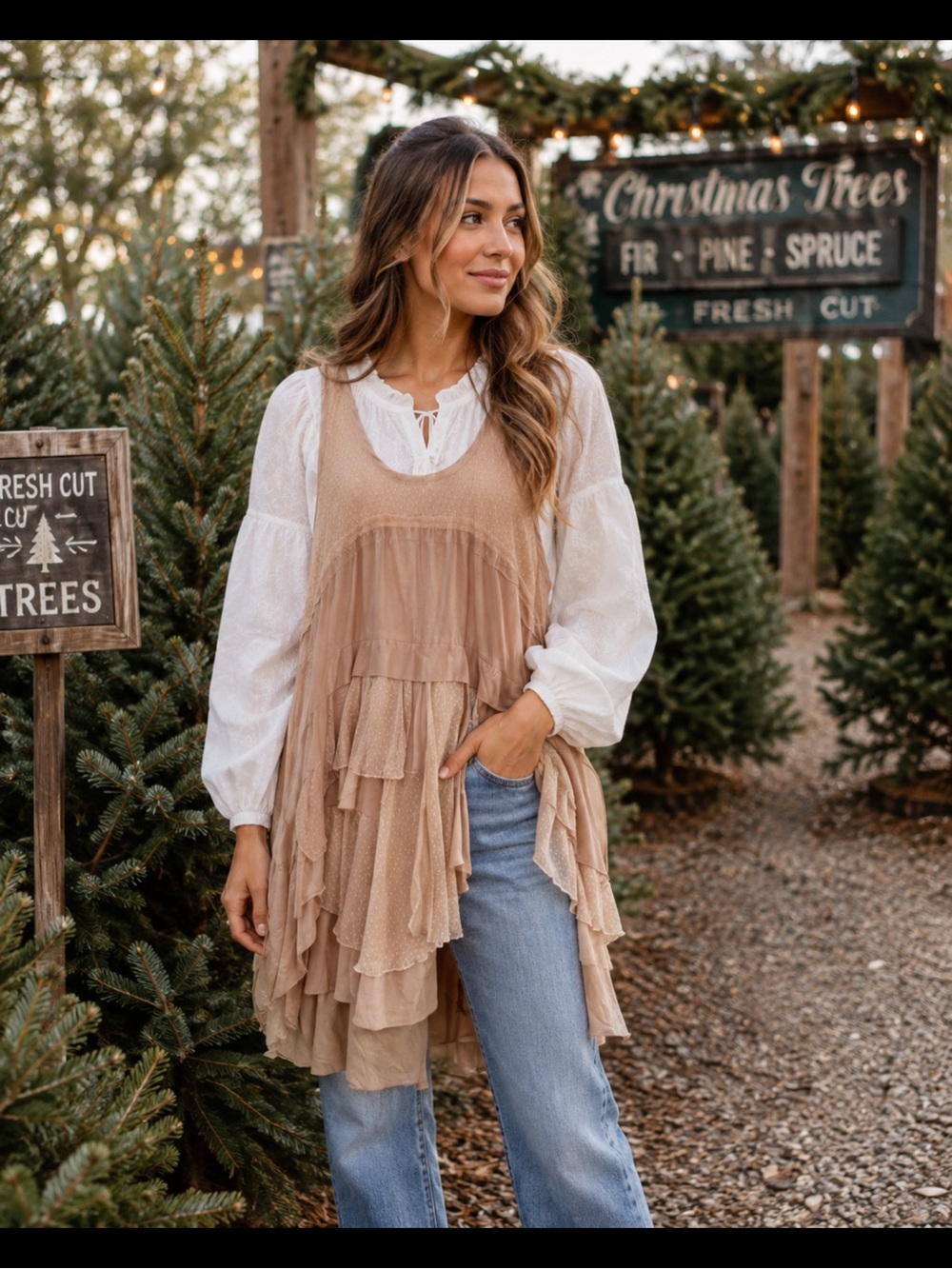 Ruffle layered tank top